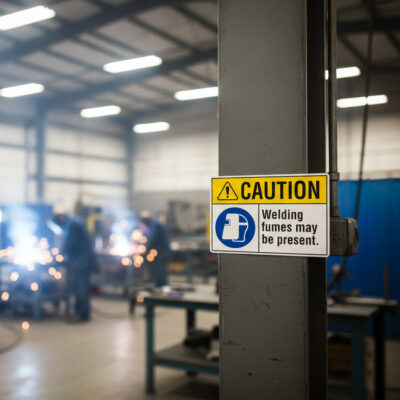 Caution Welding fumes. May be present.