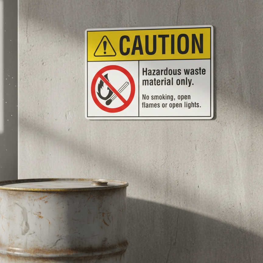 Caution Hazardous waste material only. No smoking open - Image 2