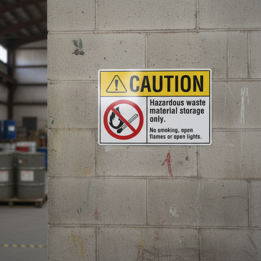 Caution Hazardous waste material storage only. No smoki - Image 2