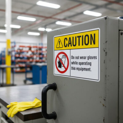 Caution Do not wear gloves. While operating this equipm