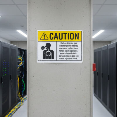 Caution Carbon dioxide gas discharge into nearby space