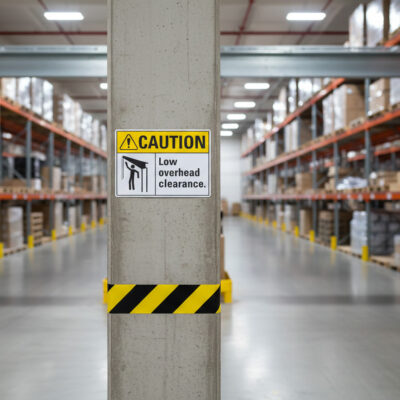 Caution Low Overhead Clearance with symbol