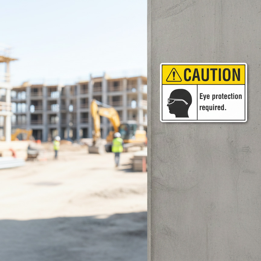 Caution Eye protection required