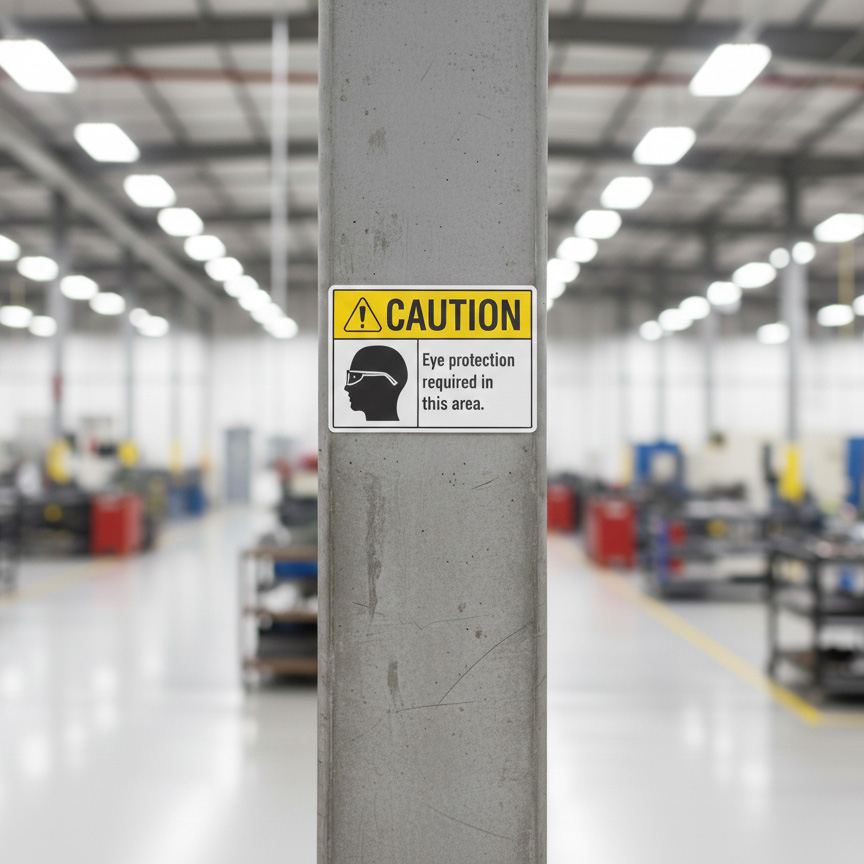 Caution Eye protection required in this area