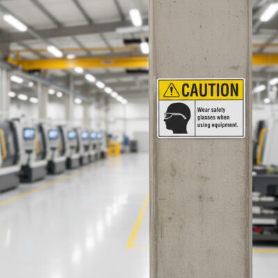 Caution Wear safety glasses when using equipment