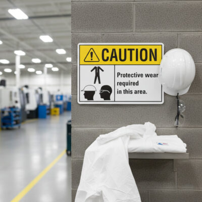 Caution Protective Wear Required In This Area with