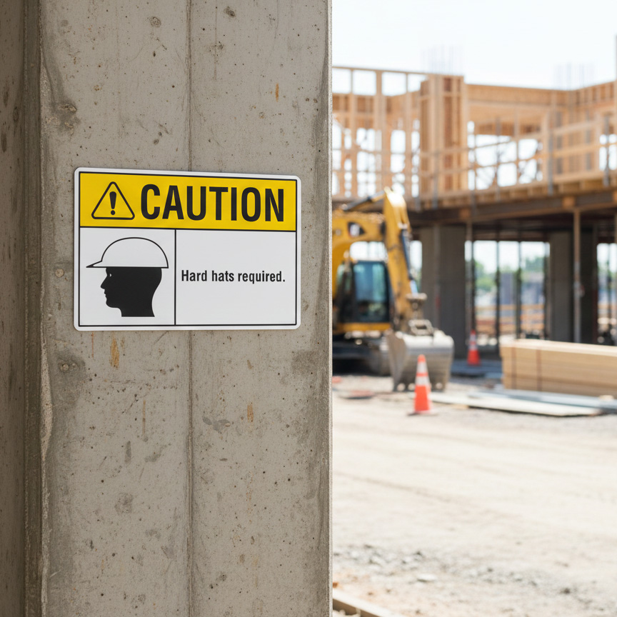 Caution Hard hats required