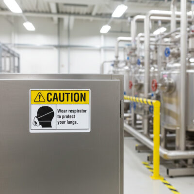 Caution Wear respirator to protect your lungs