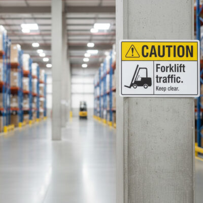 Caution Forklift traffic. Keep clear.