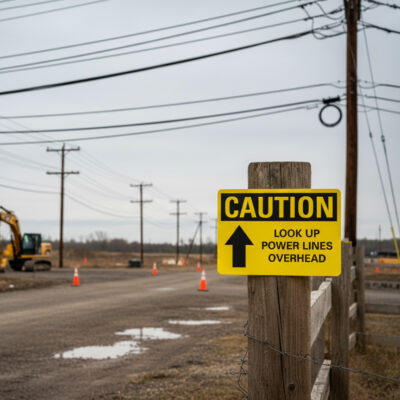 Caution Look up power lines overhead