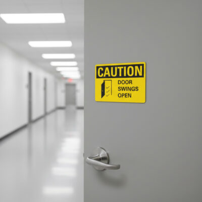 Caution Door swings open
