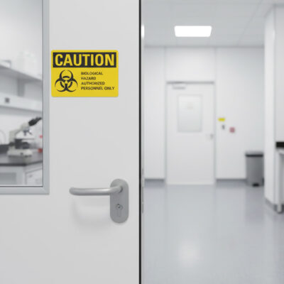 Biological hazard authorized personnel only English