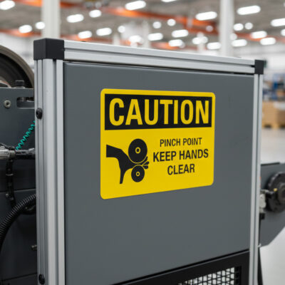 Caution Pinch point keep hands clear