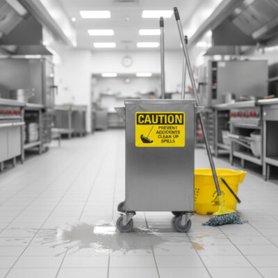 Caution Prevent accidents clean up spills
