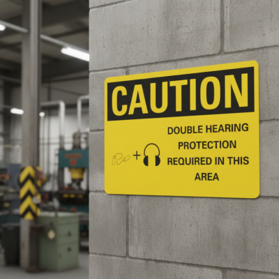 Caution Double hearing protection required in this area