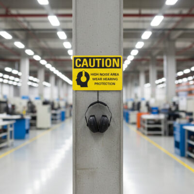 Caution High noise area wear hearing protection