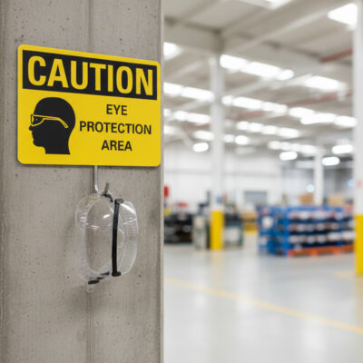 Caution Eye protection area