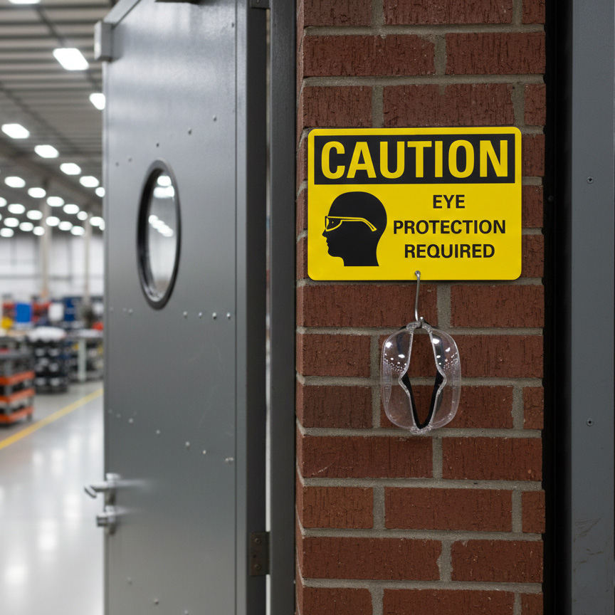 Caution Eye protection required