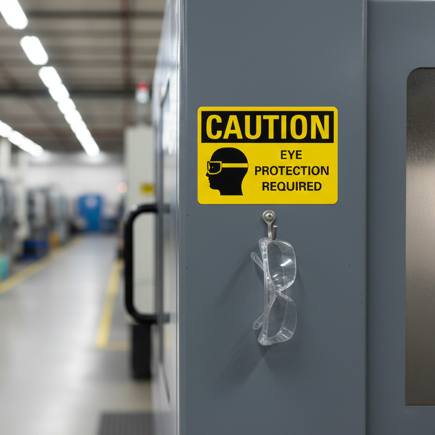 Caution Eye protection required