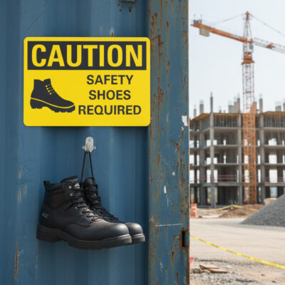 Caution Safety shoes required