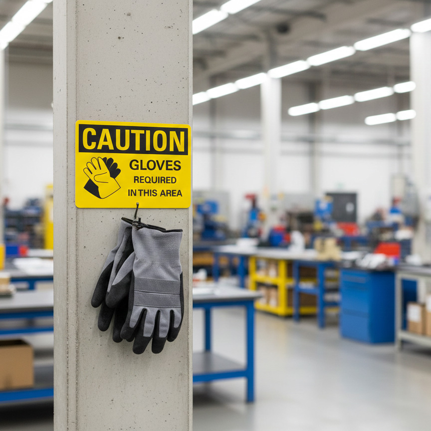 Caution Gloves required in this area