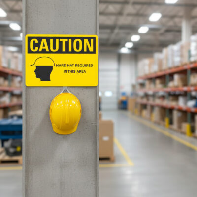 Caution Hard hat required in this area