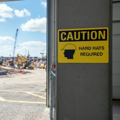 Caution Hard hats required