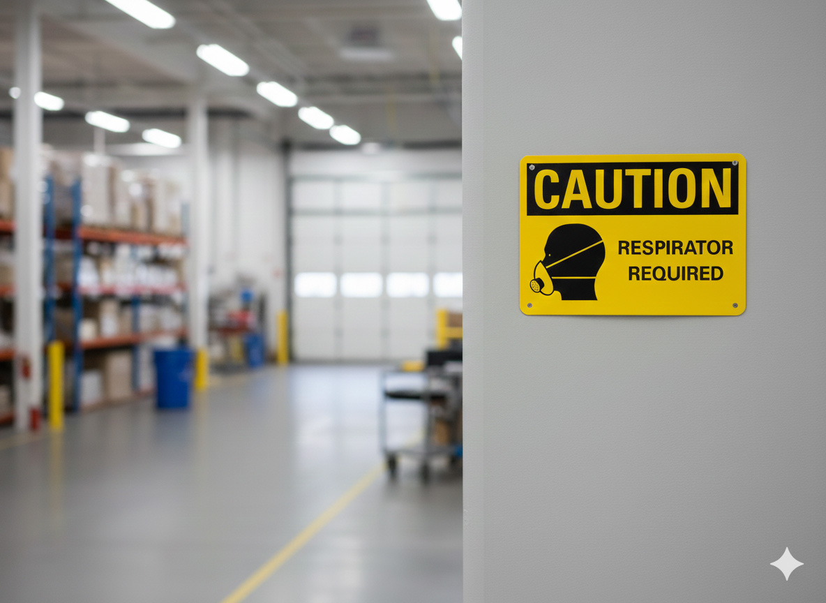 Caution Respirator required