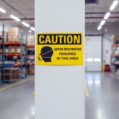 Caution Vapor respirator required in this area