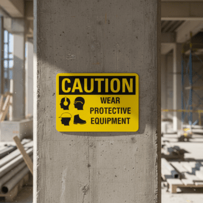 Caution Wear Protective Equipment with symbol
