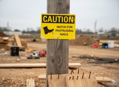 Caution Watch for protruding nails