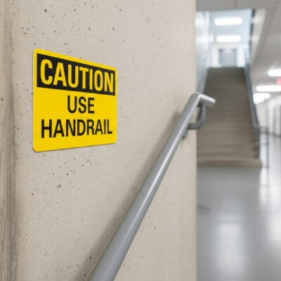 Caution Use handrail