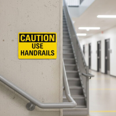 Caution Use handrails