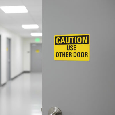 Caution Use other door