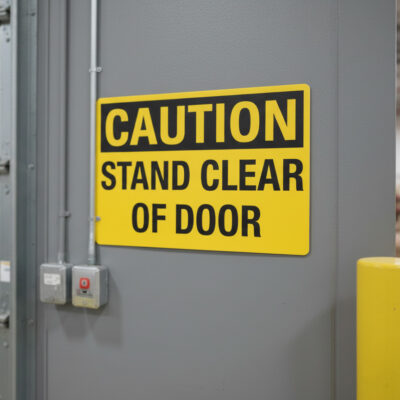 Caution Stand clear of door