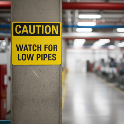Caution Watch for low pipes