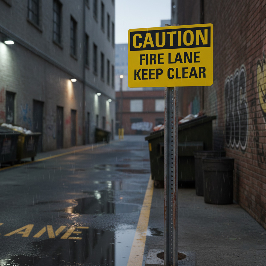 Caution Fire lane keep clear