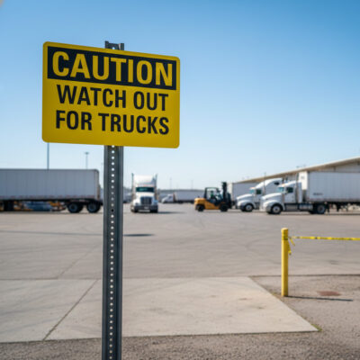 Caution Watch out for trucks