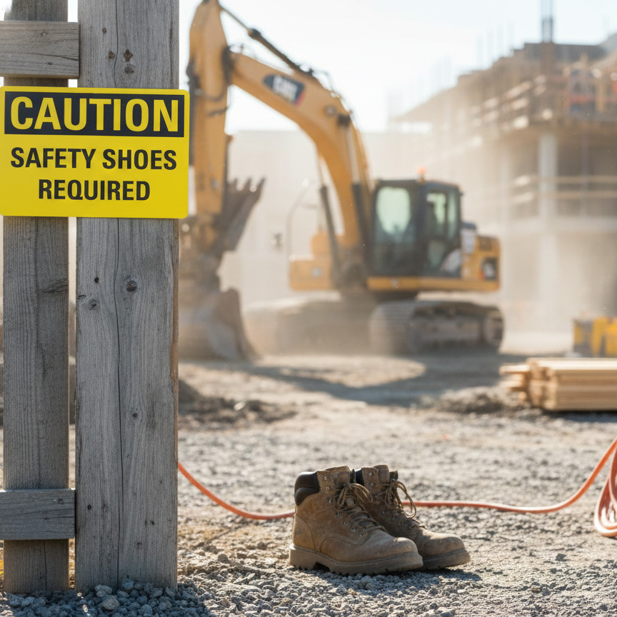 Caution Safety shoes required