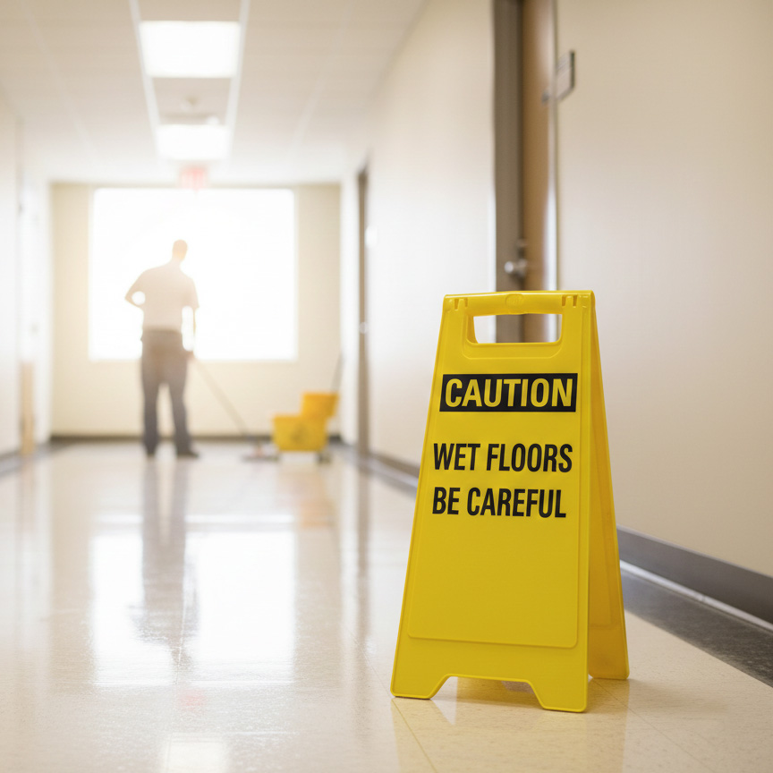 Caution Wet floors be careful