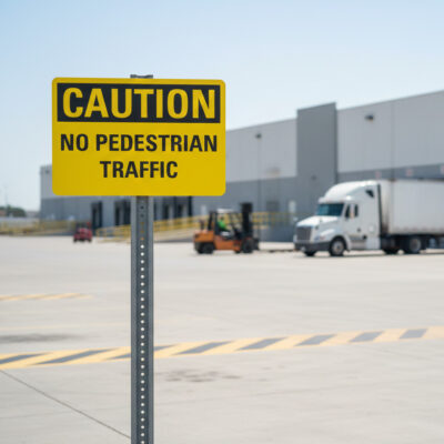 Caution No pedestrian traffic