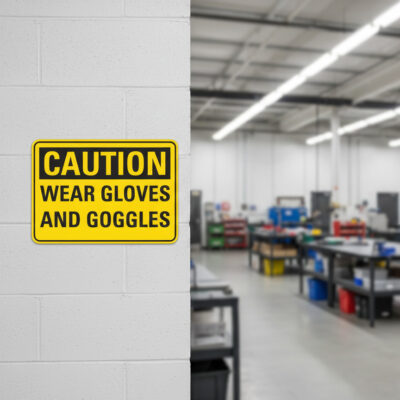 Caution Wear gloves and goggles