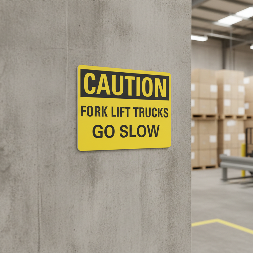 Caution Fork lift trucks go slow - Image 2