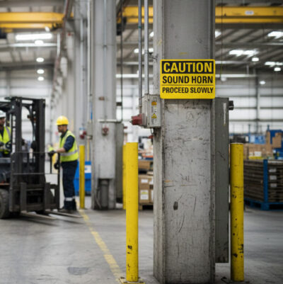 Caution Sound horn proceed slowly