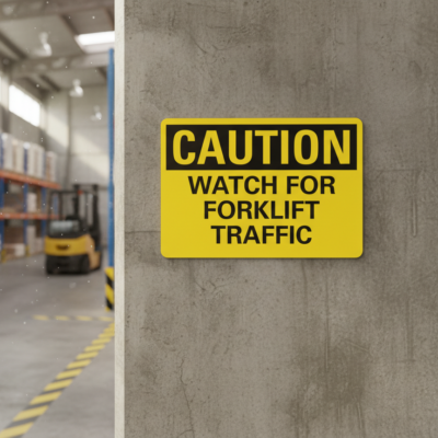 Caution Watch for forklift traffic
