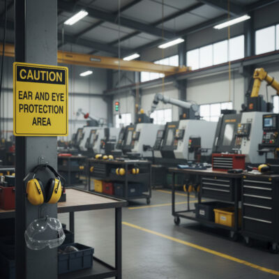 Caution Ear and eye protection area