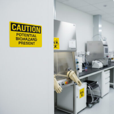 Potential biohazard present English