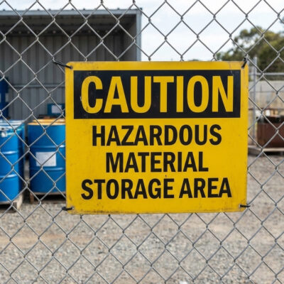 Caution Hazardous material storage area