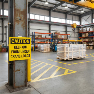 Caution Keep out from under crane loads