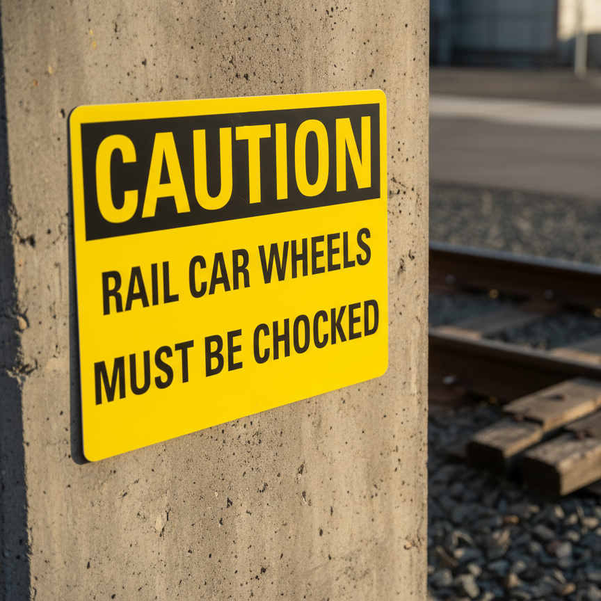 Caution Rail car wheels must be chocked - Image 2